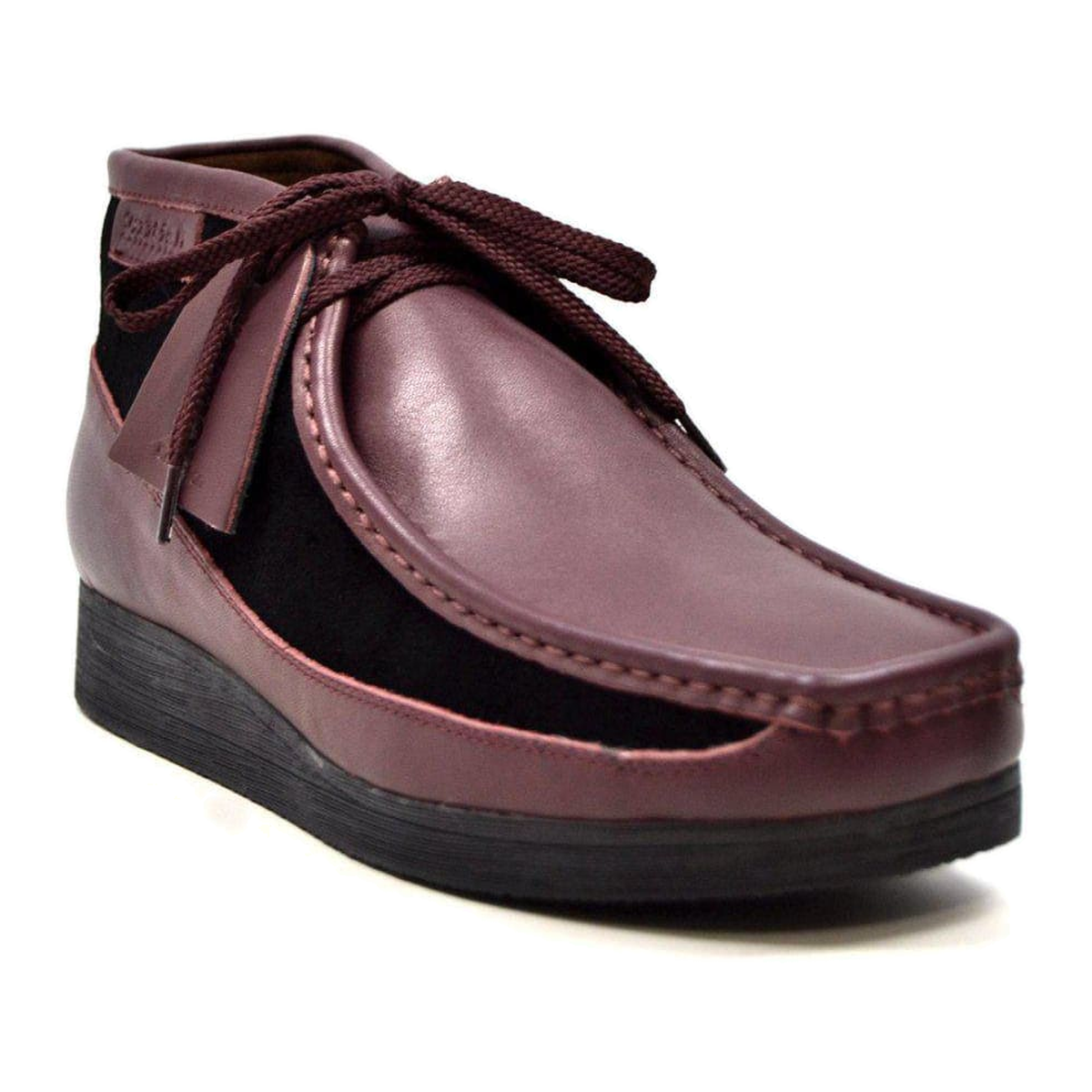 British Walkers New Castle men's burgundy ankle boots, three-quarter side view