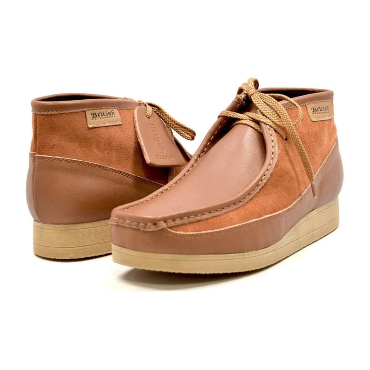 British Walkers New Castle men's Cognac/Tan ankle boots, three-quarter pair view