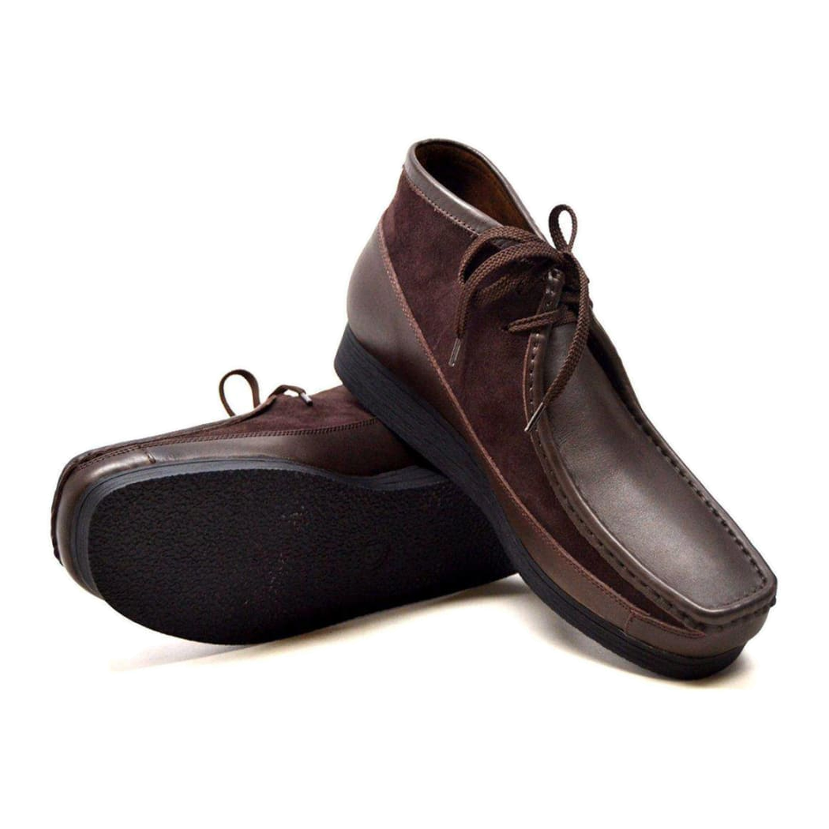 British Walkers New Castle men's Dark Brown ankle boots, pair and outsole view