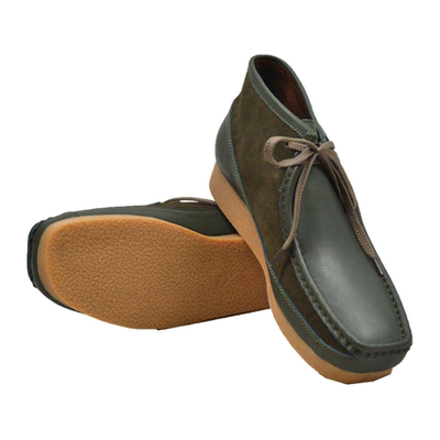 British Walkers New Castle men's Forest Green ankle boots, pair and outsole view