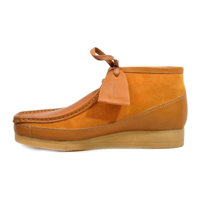 British Walkers New Castle men's golden tan ankle boots, left-facing side view