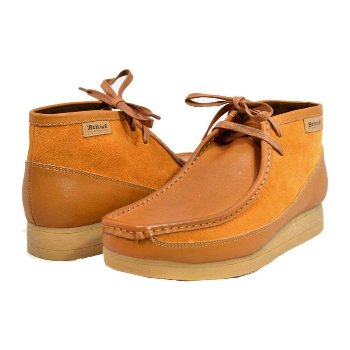 British Walkers New Castle men's golden tan ankle boots, three-quarter pair view