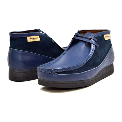 British Walkers New Castle men's Navy Blue ankle boots, three-quarter pair view