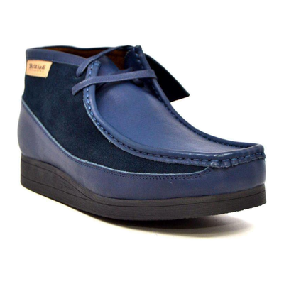 British Walkers New Castle men's Navy Blue ankle boots, three-quarter side view