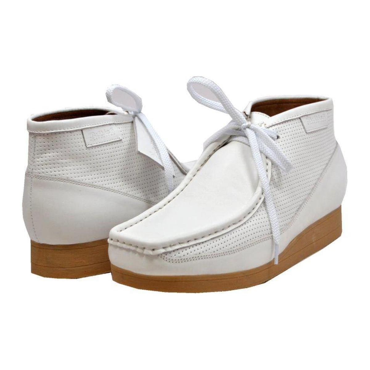 British Walkers New Castle men's white ankle boots, three-quarter pair view