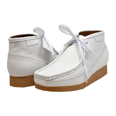 British Walkers New Castle men's white ankle boots, three-quarter pair view
