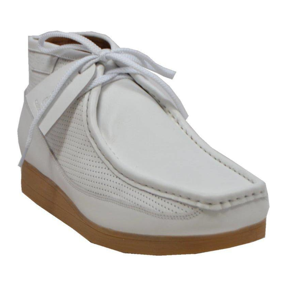 British Walkers New Castle men's white ankle boots, three-quarter side view
