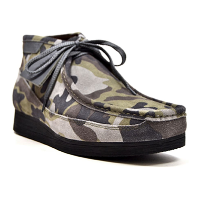 British Walkers New Castle men's Green Camo ankle boots, three-quarter side view