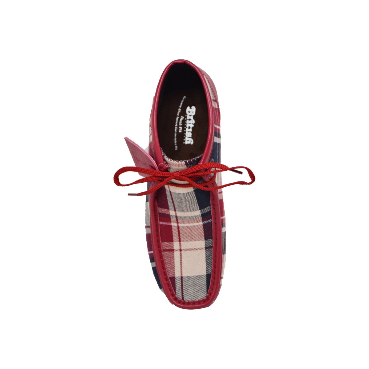 British Walkers New Castle men's Burgundy Multi Plaid ankle boots, top view