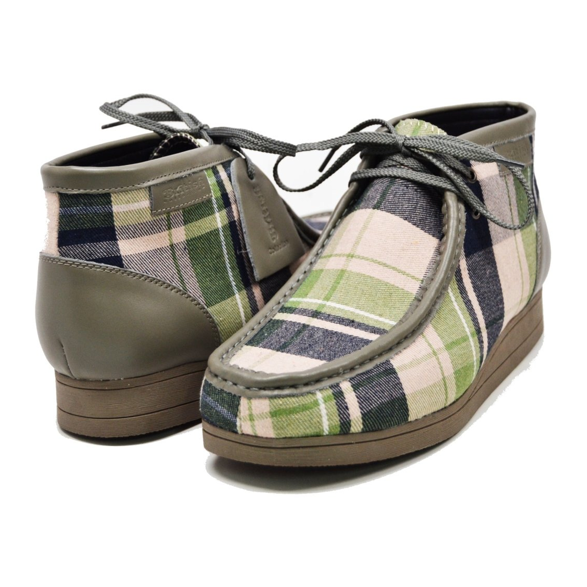 British Walkers New Castle men's Gray Multi Plaid ankle boots, three-quarter pair view