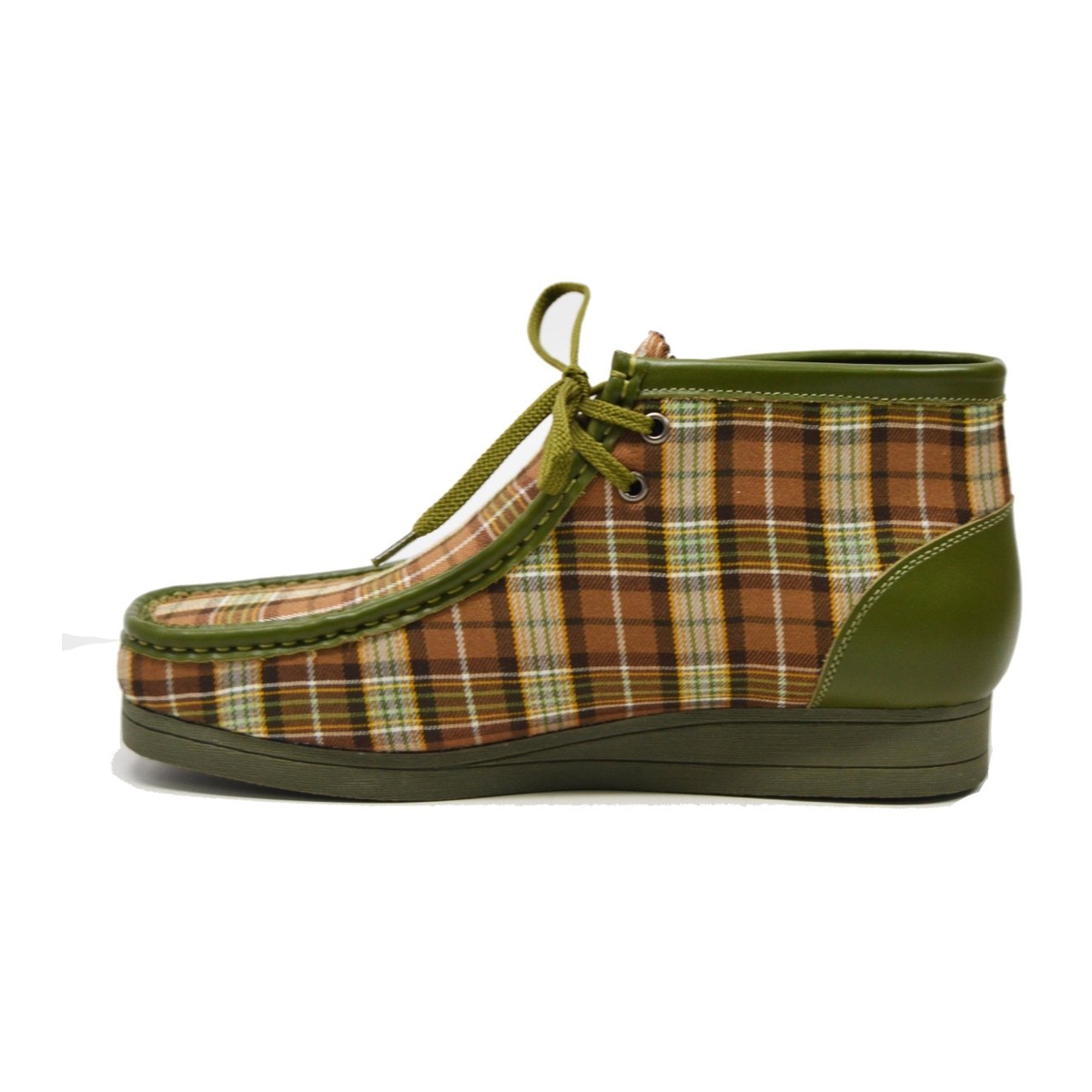 British Walkers New Castle men's Green Multi Plaid ankle boots, left-facing side view