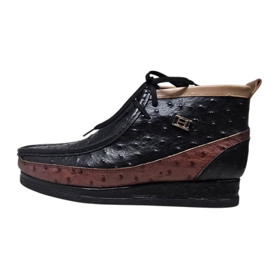 British Walkers New Castle men's Black/Brown ostrich-print leather chukka boots, left-facing side view