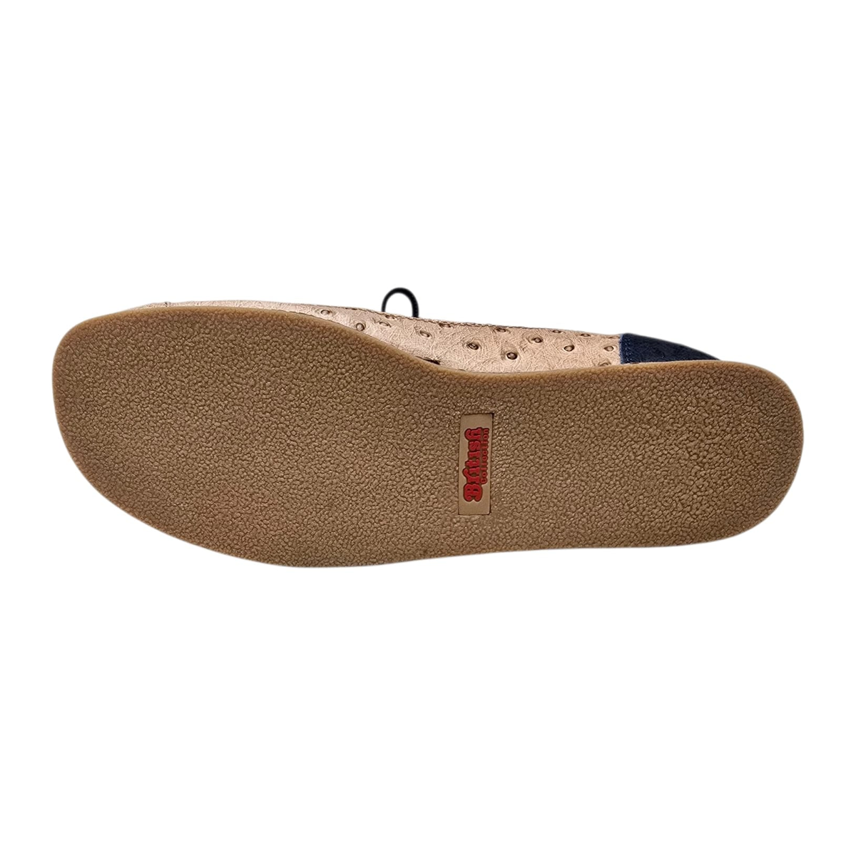 British Walkers New Castle men's Cognac/Navy ostrich-print leather chukka boots, outsole view