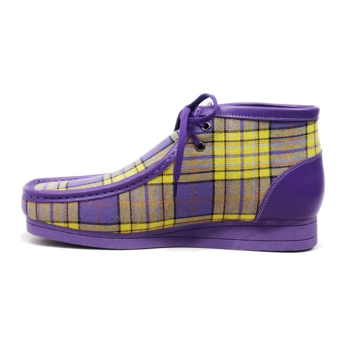 British Walkers New Castle men's Purple Plaid ankle boots, left-facing side view