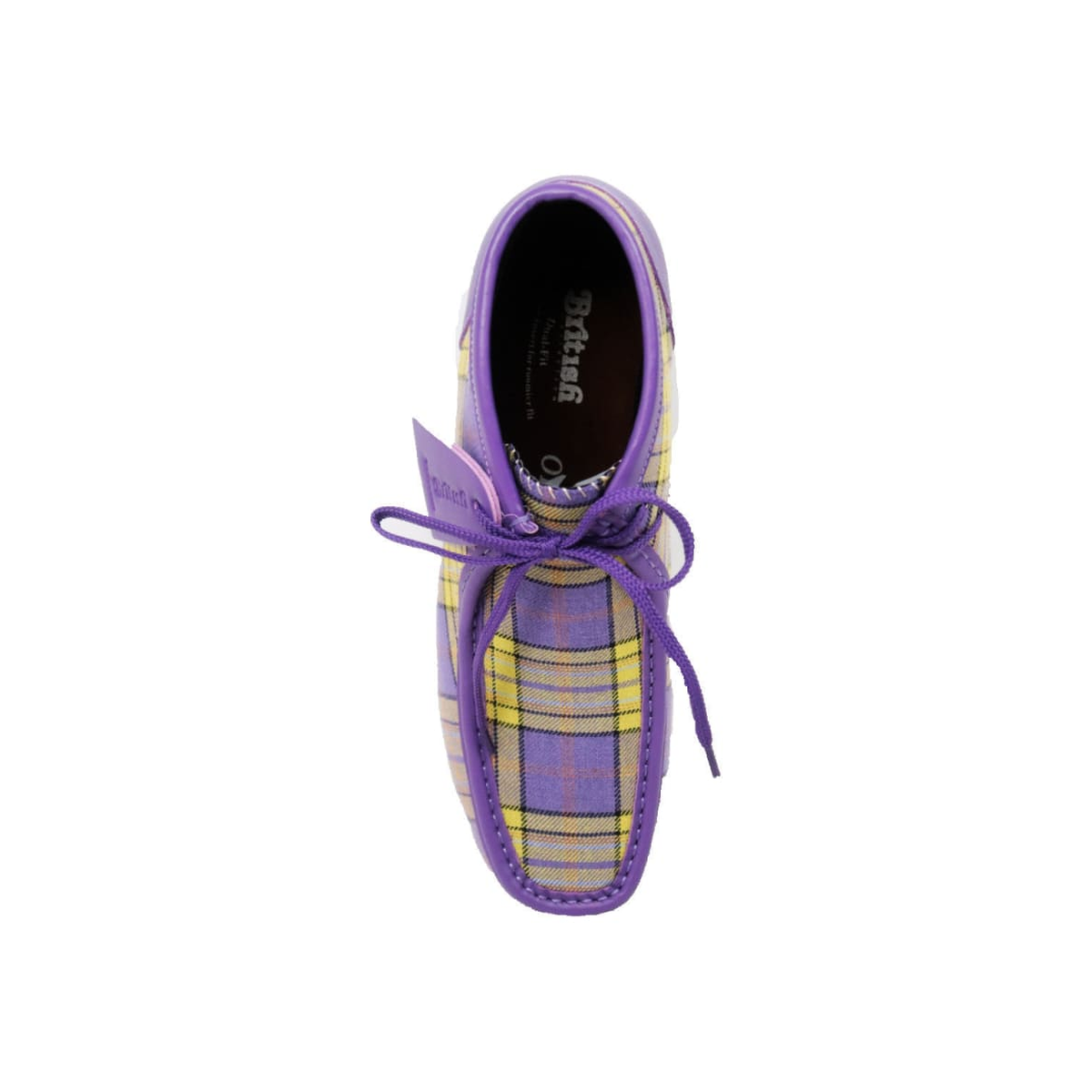 British Walkers New Castle men's Purple Plaid ankle boots, top view