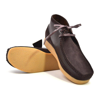 British Walkers New Castle men's Brown ankle boots, pair and outsole view