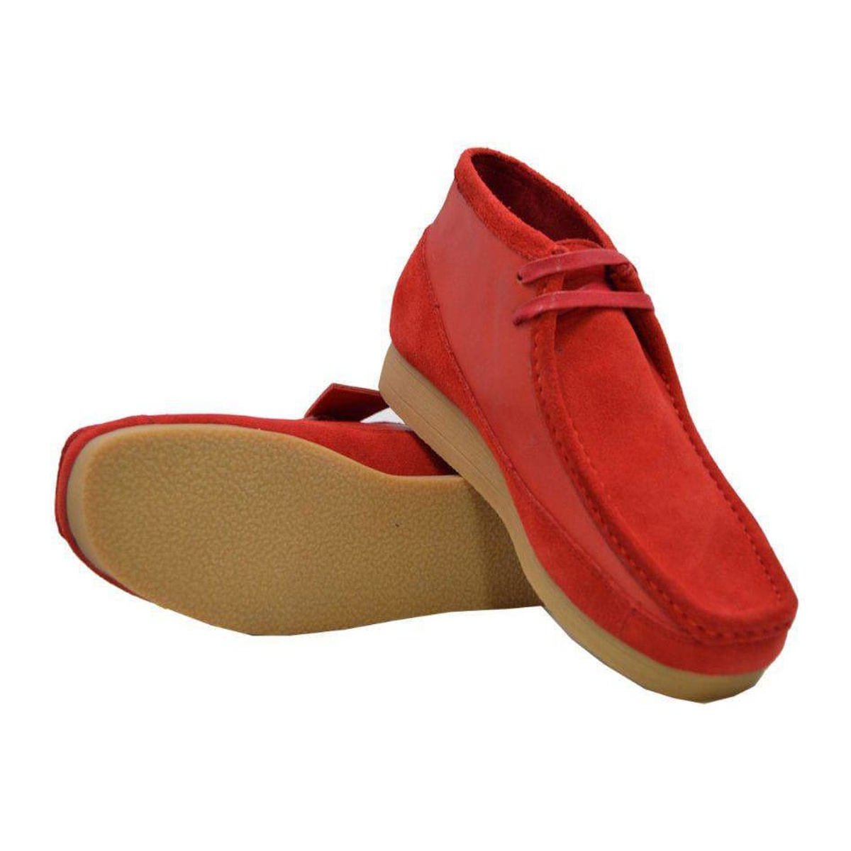 British Walkers New Castle men's Red ankle boots, pair and outsole view