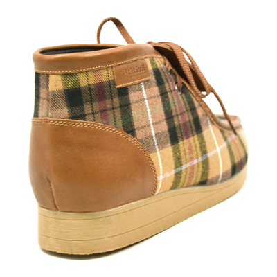 British Walkers New Castle men's Tan Plaid ankle boots, rear three-quarter view