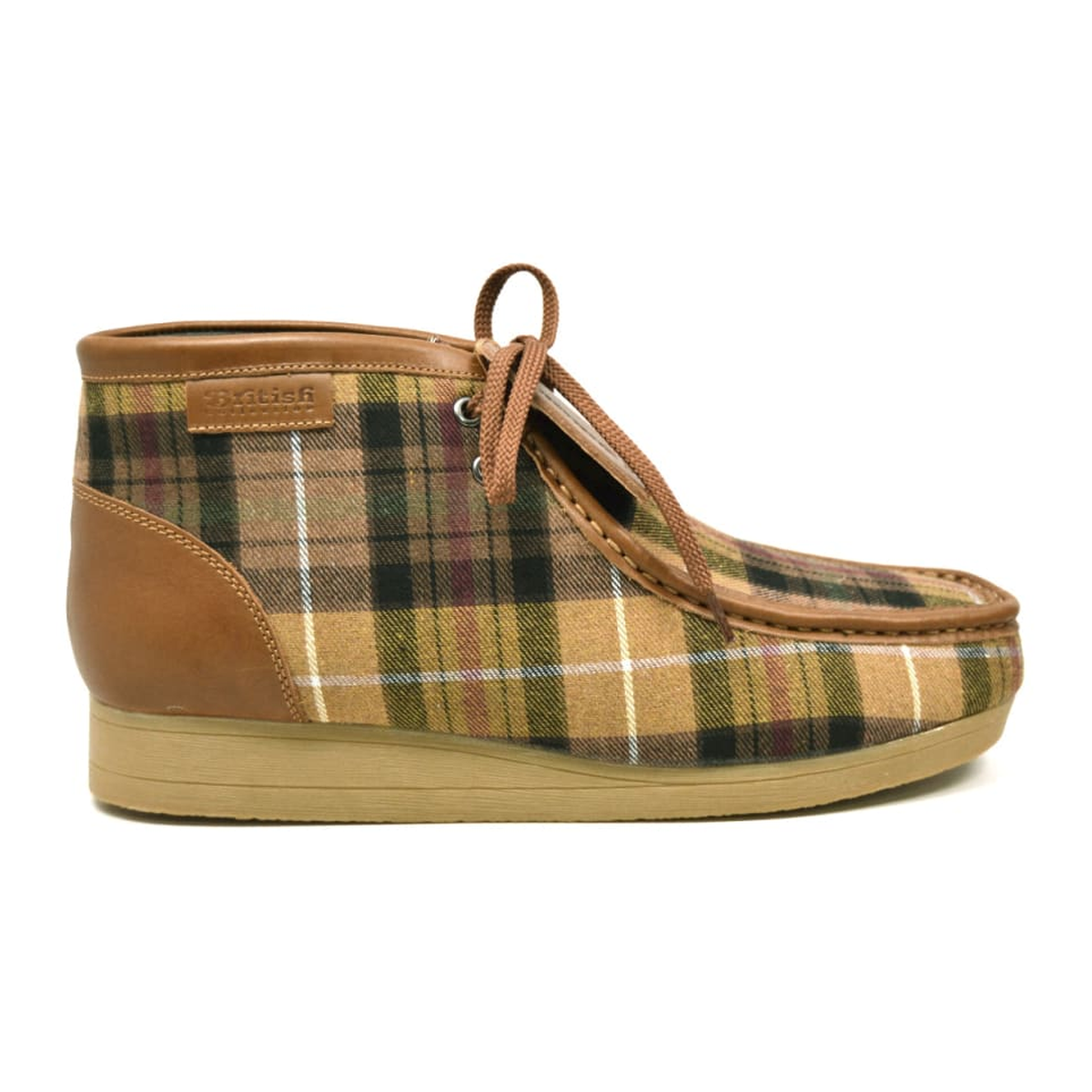 British Walkers New Castle men's Tan Plaid ankle boots, right-facing side view