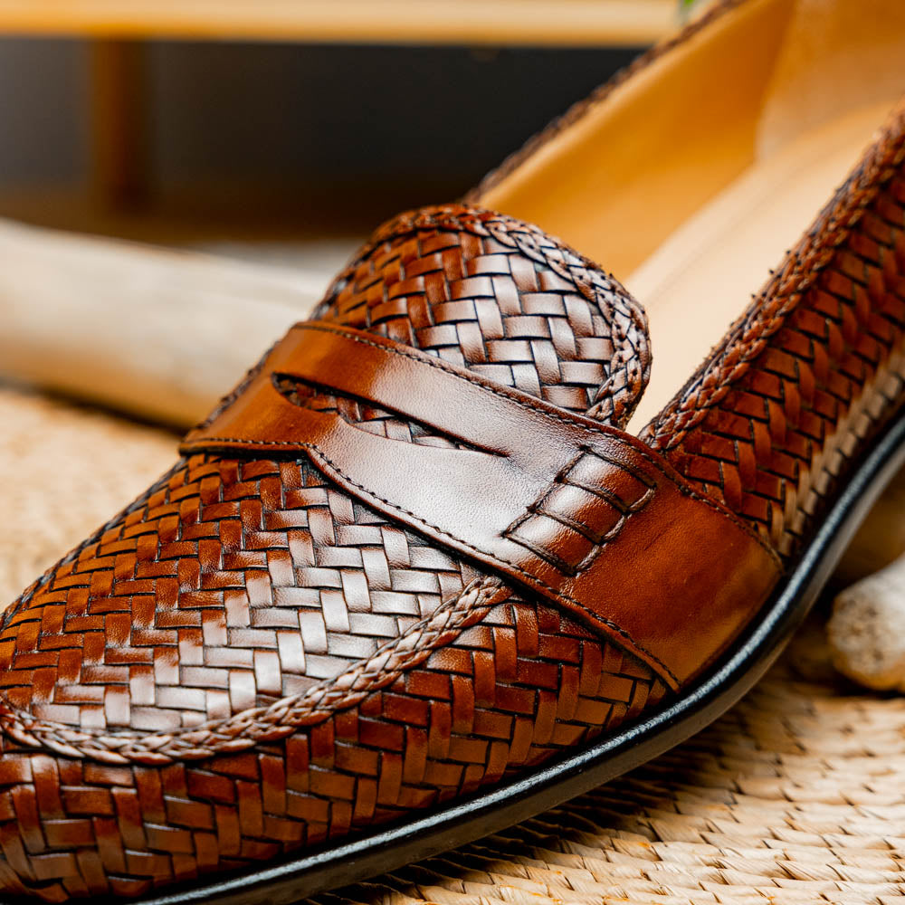 Zelli Italia 15-585-CGN NICOLA Italian Calfskin Basketweave, Cognac View 11