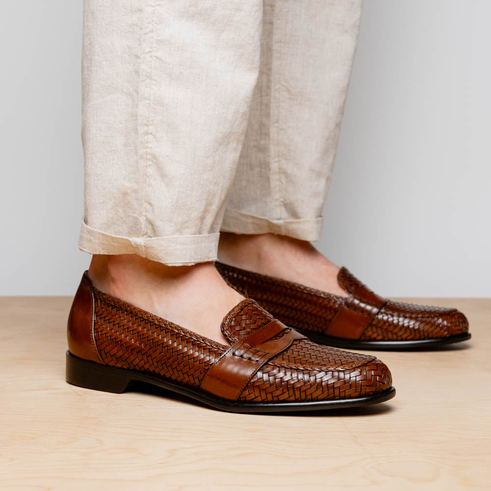 Zelli Italia 15-585-CGN NICOLA Italian Calfskin Basketweave, Cognac Top View