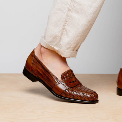 Zelli Italia 15-585-CGN NICOLA Italian Calfskin Basketweave, Cognac Bottom View