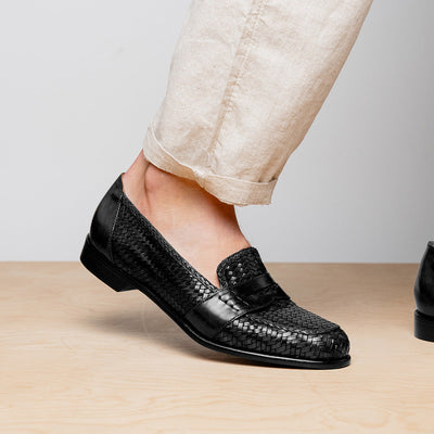 Zelli Italia 15-585-BLK NICOLA Italian Calfskin Basketweave, Black Lifestyle View