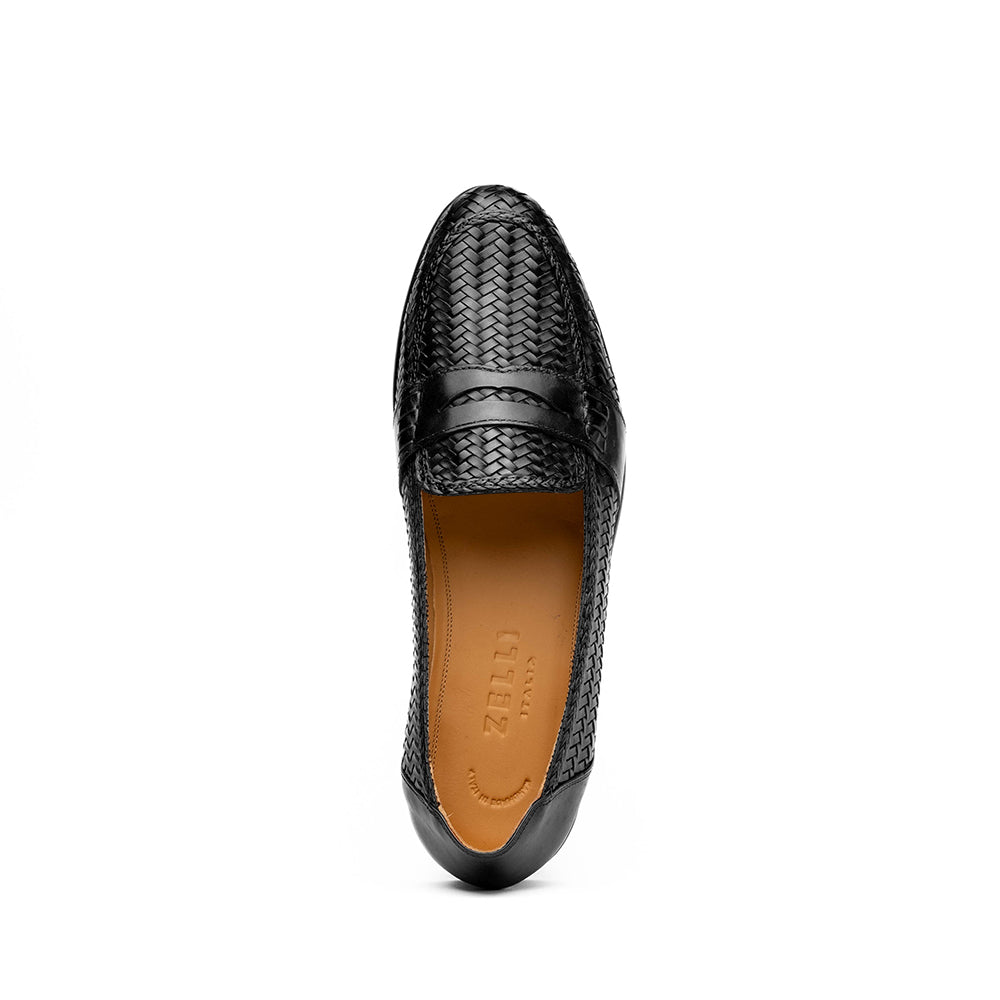 Zelli Italia 15-585-BLK NICOLA Italian Calfskin Basketweave, Black Back View