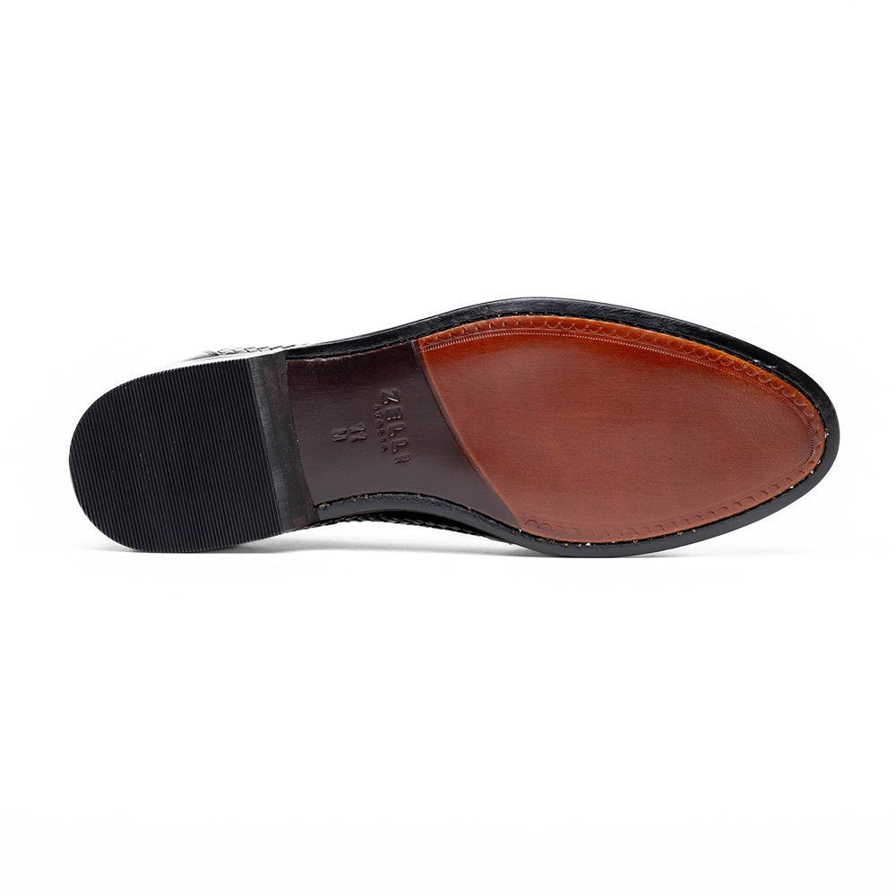 Zelli Italia 15-585-BLK NICOLA Italian Calfskin Basketweave, Black Detail View