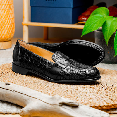 Zelli Italia 15-585-BLK NICOLA Italian Calfskin Basketweave, Black View 9