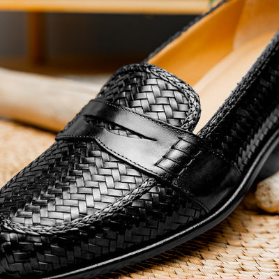 Zelli Italia 15-585-BLK NICOLA Italian Calfskin Basketweave, Black View 11