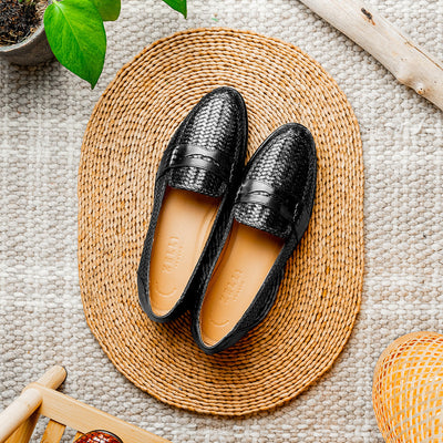 Zelli Italia 15-585-BLK NICOLA Italian Calfskin Basketweave, Black View 12