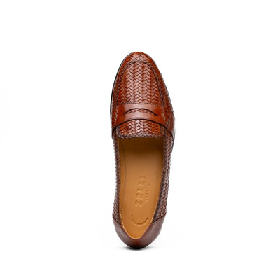 Zelli Italia 15-585-CGN NICOLA Italian Calfskin Basketweave, Cognac Back View