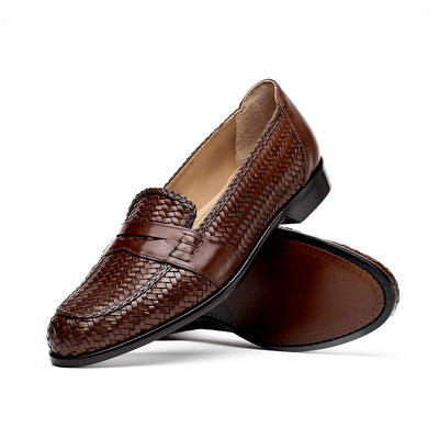 Zelli Italia 15-585-BRN NICOLA Italian Calfskin Basketweave, Dark Brown Side View