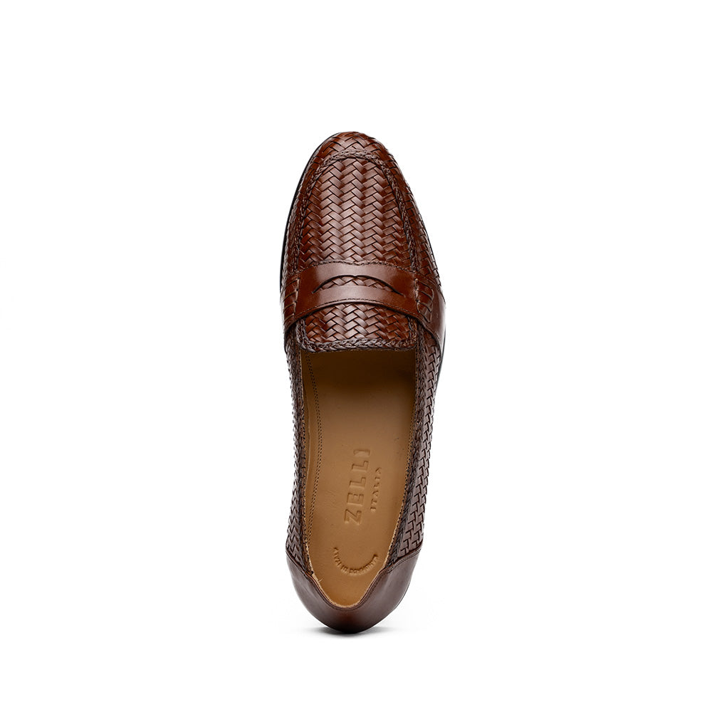 Zelli Italia 15-585-BRN NICOLA Italian Calfskin Basketweave, Dark Brown Back View