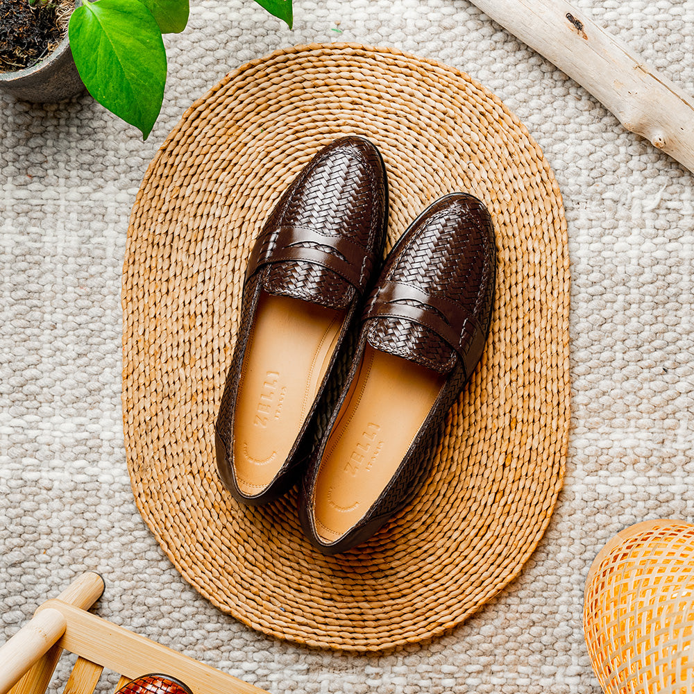 Zelli Italia 15-585-BRN NICOLA Italian Calfskin Basketweave, Dark Brown View 11
