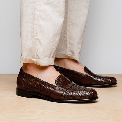Zelli Italia 15-585-BRN NICOLA Italian Calfskin Basketweave, Dark Brown Detail View