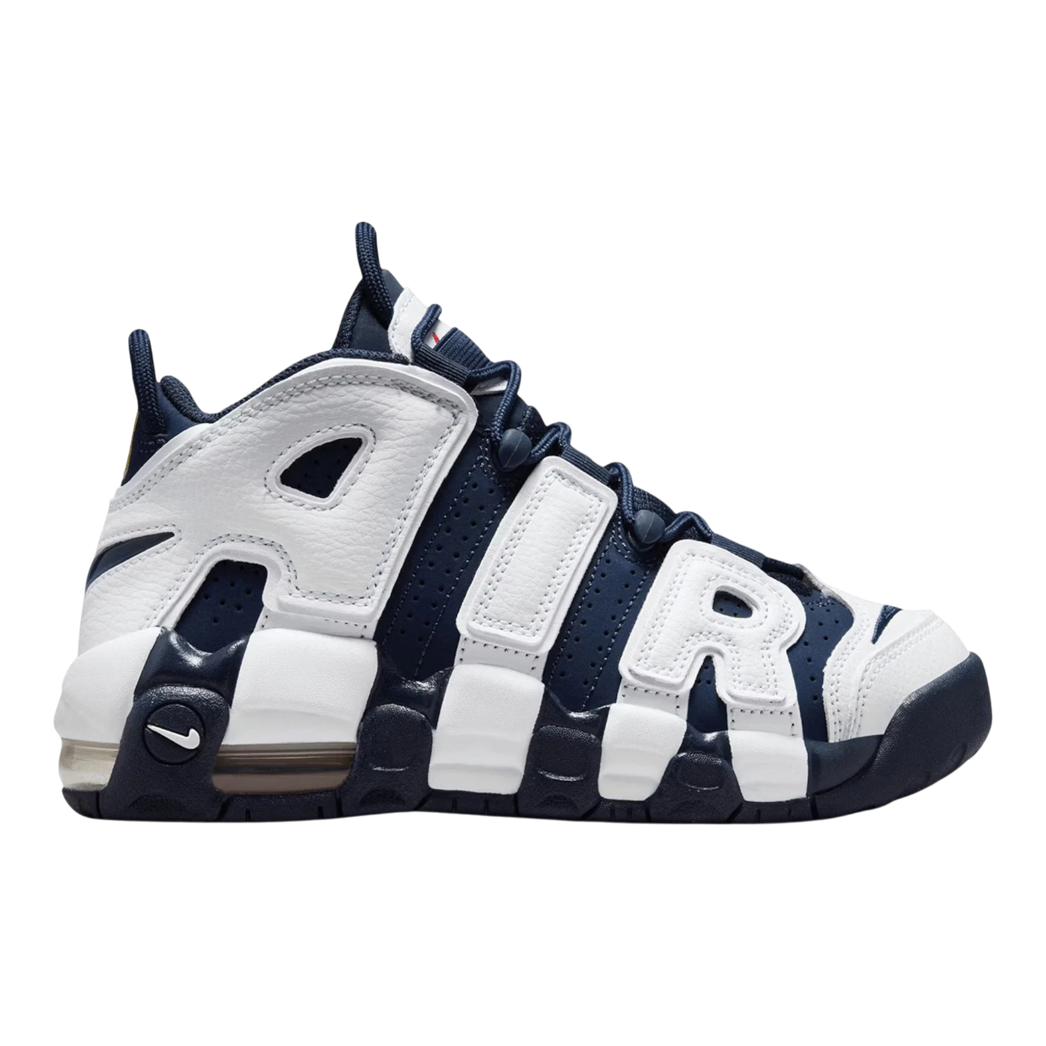 Nike Air More Uptempo '96 Big Kids' (GS) Sneakers — White/Midnight Navy Mid-Top