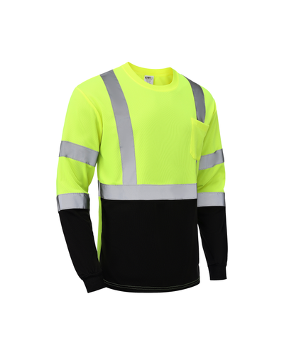 Kiwi High Visibility ANSI/ISEA 107-2020, Type R, Class 3 Two Tone Neon Long Sleeve Safety Shirt [73100]