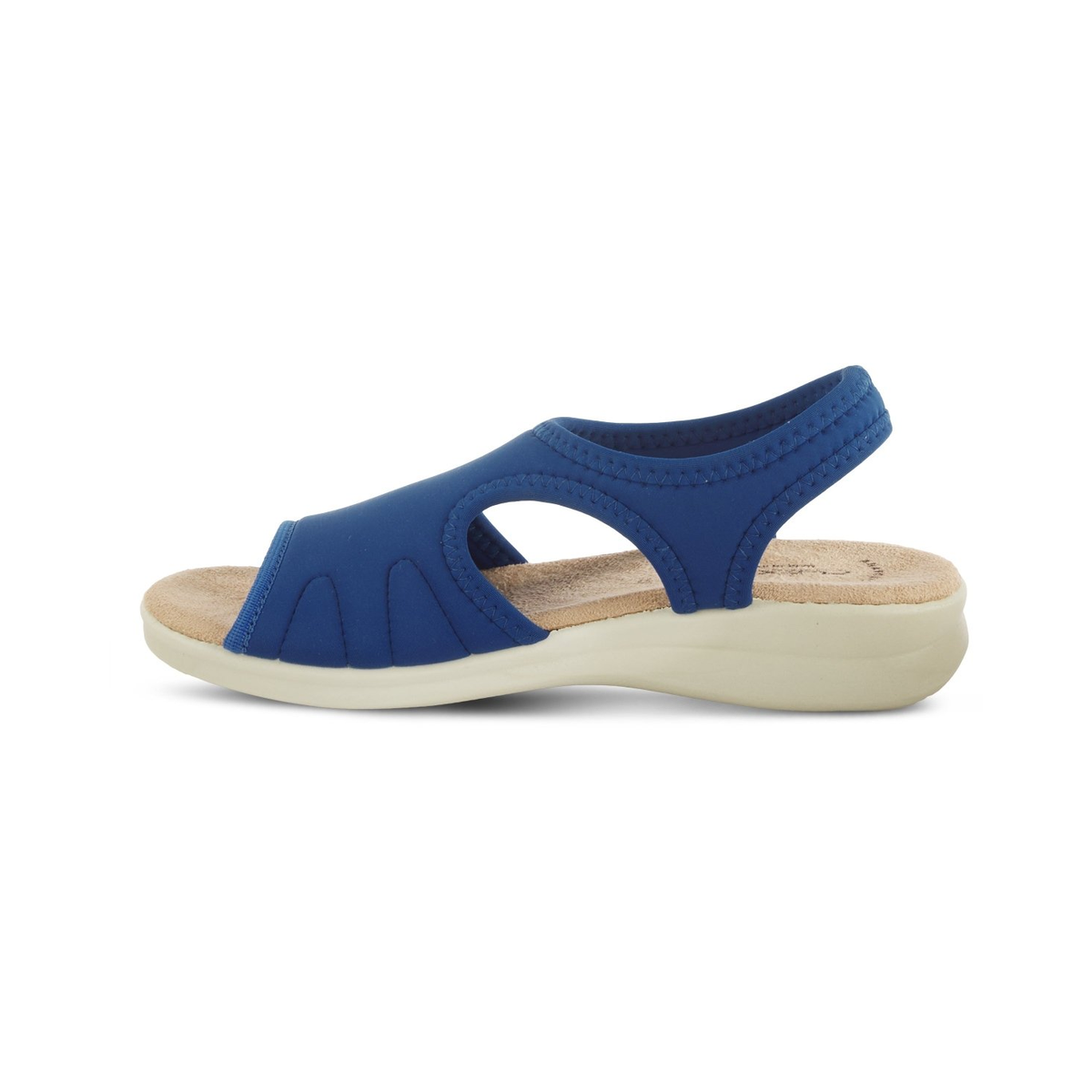 Flexus Nyaman Cobalt Blue slingback sandal, side view on white