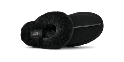 UGG Disquette Womens Platform Slippers — Black Suede