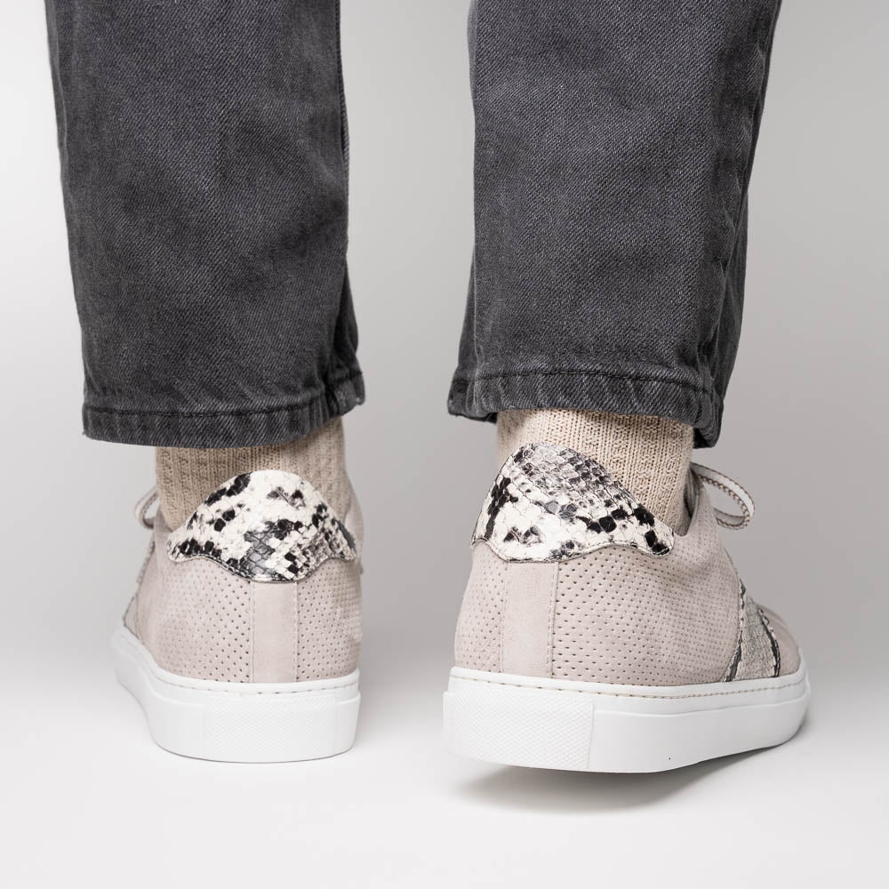 Zelli Italia Men's 66-100-GRY OLYMPIAS Genuine Python and Italian Sueded Goatskin, Grey