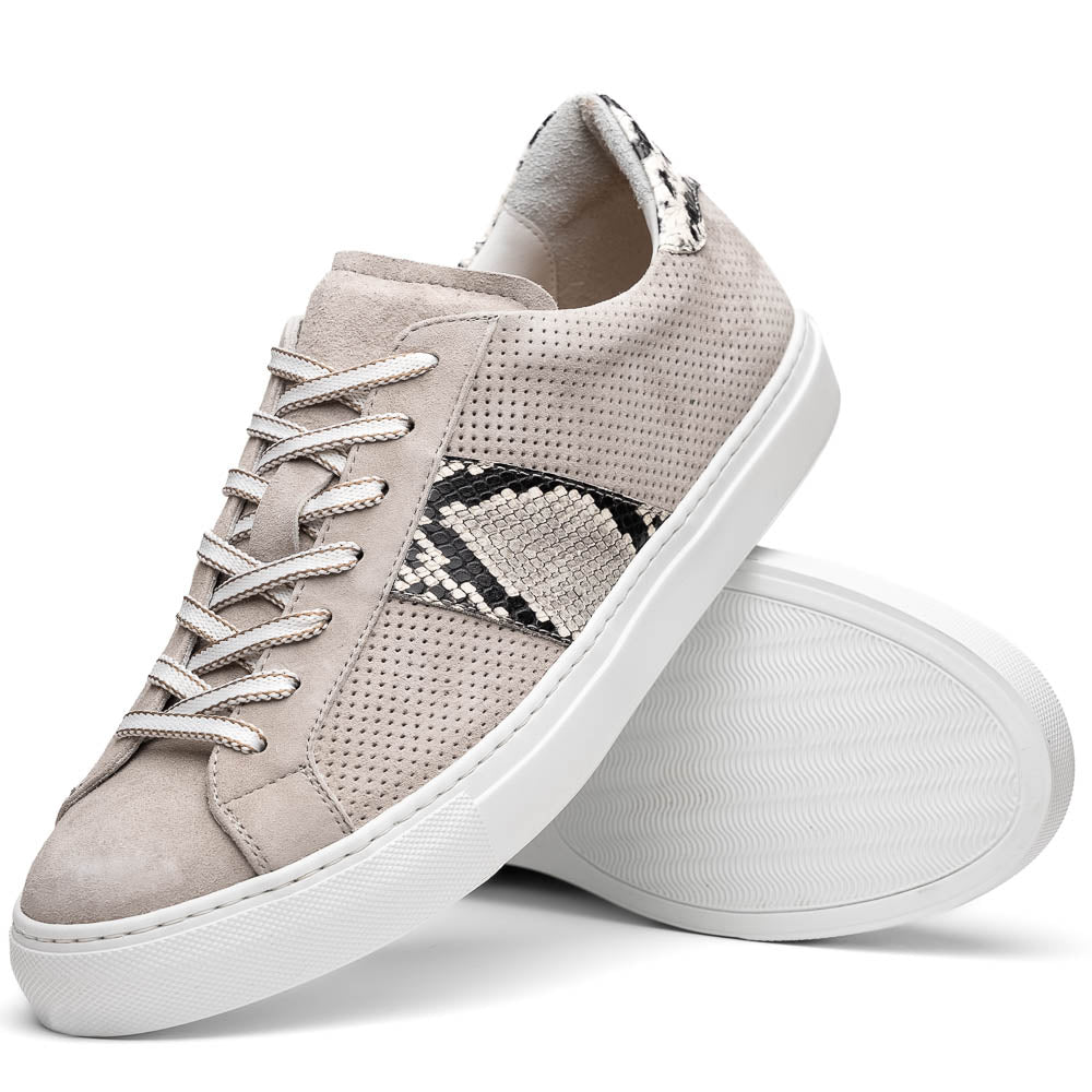 Zelli Italia Men's 66-100-GRY OLYMPIAS Genuine Python and Italian Sueded Goatskin, Grey