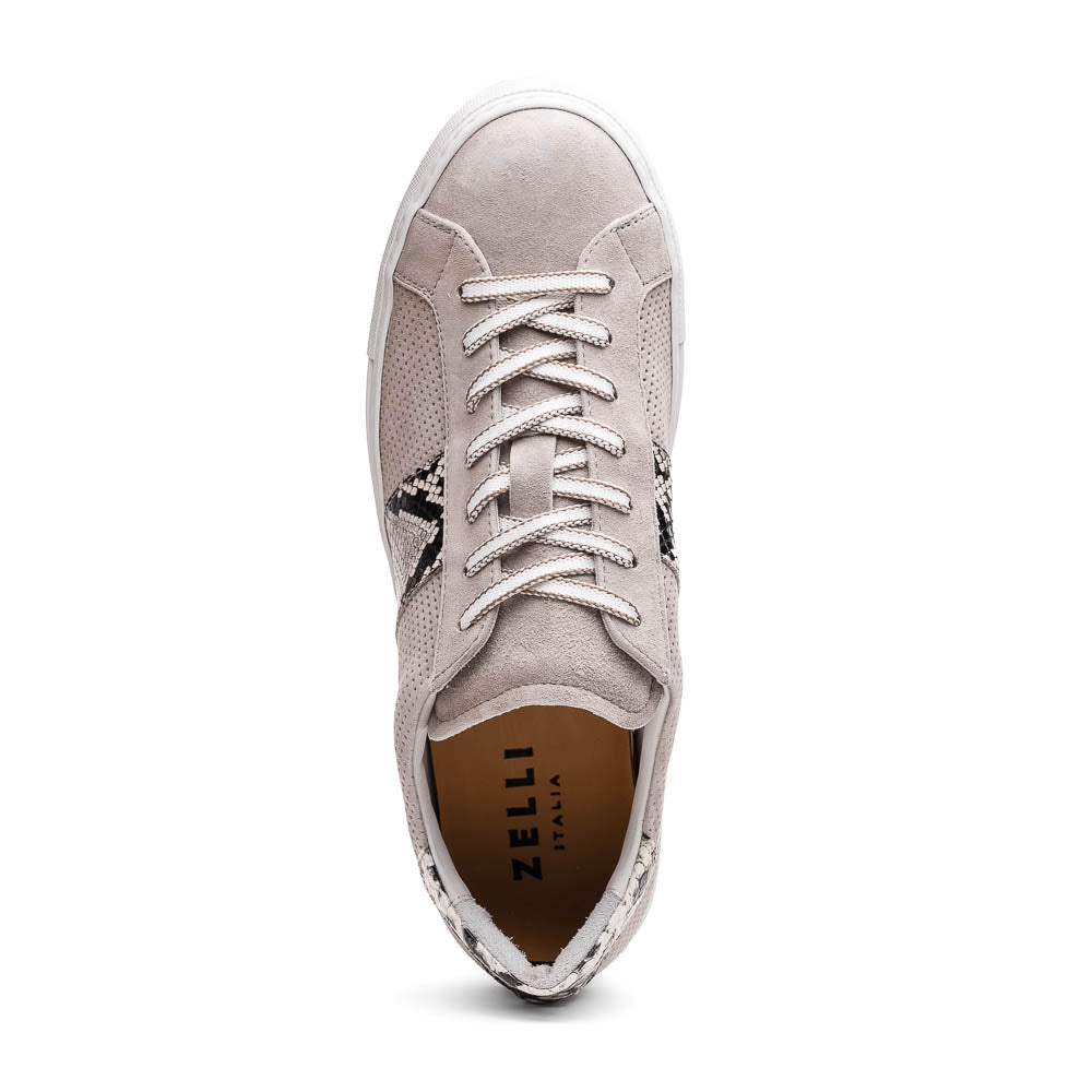 Zelli Italia Men's 66-100-GRY OLYMPIAS Genuine Python and Italian Sueded Goatskin, Grey
