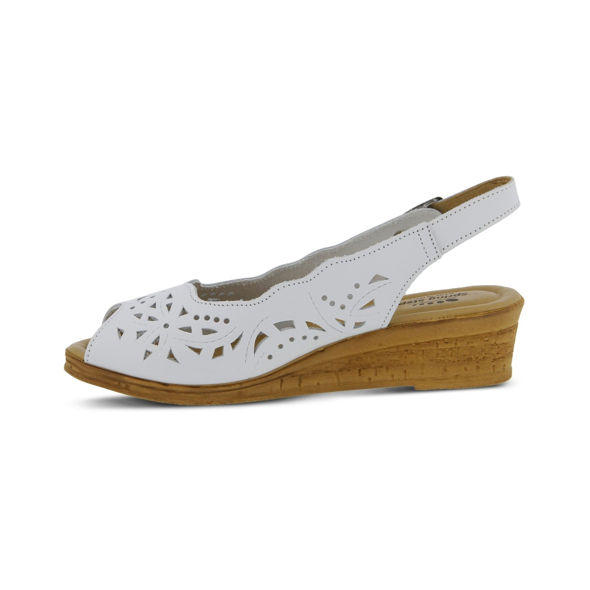 Spring Step Orella White slingback wedge sandal, inner side profile