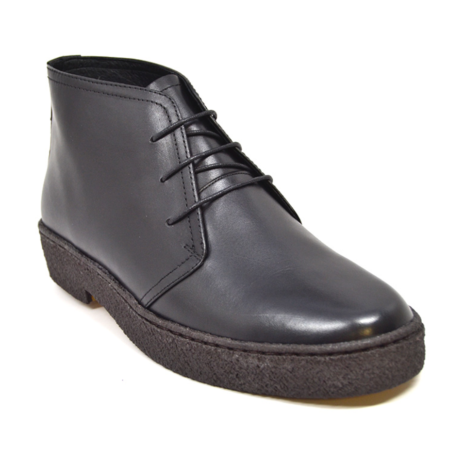 British Walkers Original Men's High Top Black Leather Shoes with Gummy Soles view 2