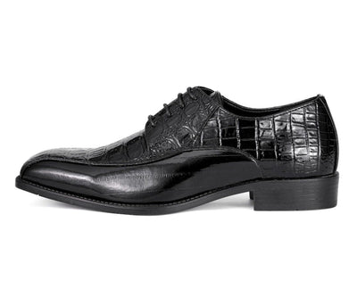 Amali Harvey Croc Embossed Leather Men's Black Animal Print Sophisticated Oxford Shoes