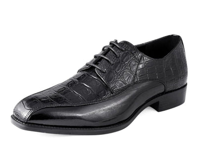 Amali Harvey Croc Embossed Leather Men's Black Animal Print Sophisticated Oxford Shoes