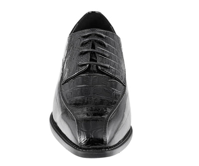 Amali Harvey Croc Embossed Leather Men's Black Animal Print Sophisticated Oxford Shoes