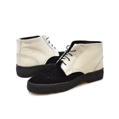 British Walkers Men's White and Black Pony and Lama Baby Hair Shoes view 1